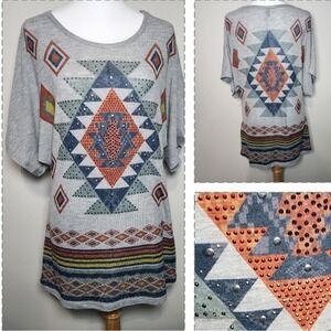 BIG BANG CLOTHING CO Aztec Sweater Womens Large Dolman Sleeve‎ Long Length Top